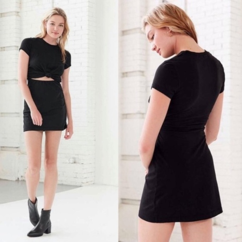 Silence + Noise Black Knot Cutout T-Shirt Dress